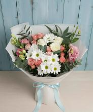 Букет цветов из:  Розы, Лизиантусы и Хризантемы в Алексеевской Краснодарского края