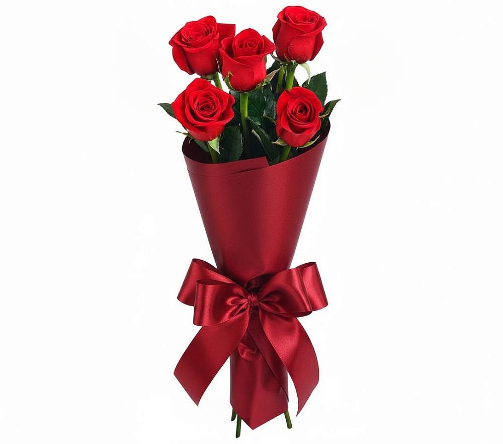 Букет 5 Красных роз Эдлесс Лав в Алексеевской Краснодарского края
