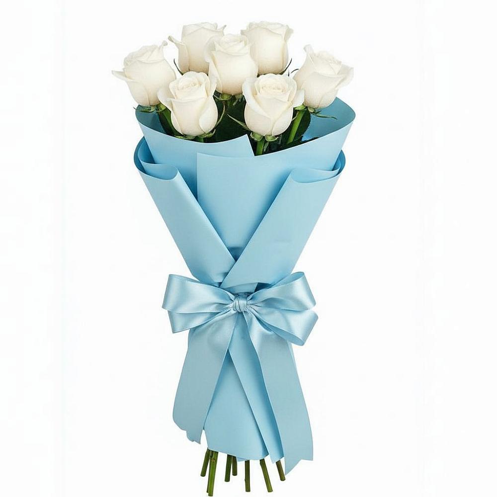 Букет 7 белых роз Проуд в Алексеевской Краснодарского края