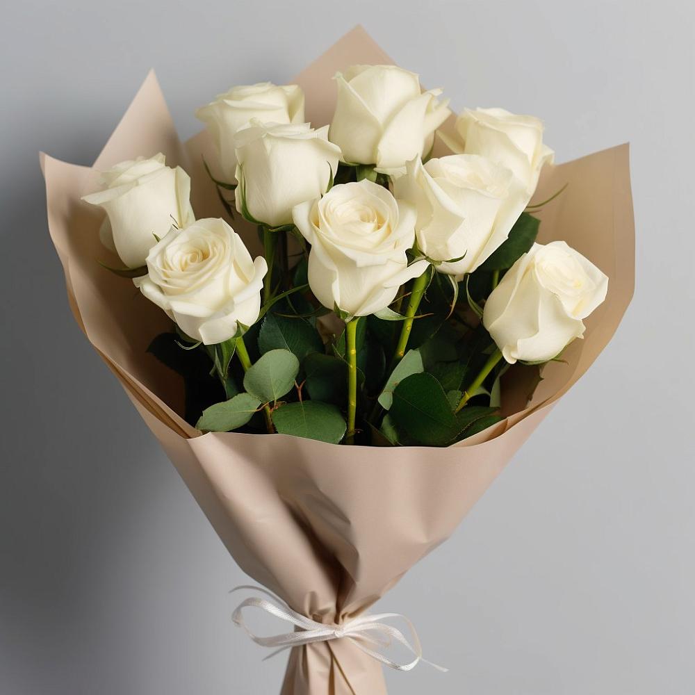 Букет 9 Белых роз Эдлесс Лав в Алексеевской Краснодарского края