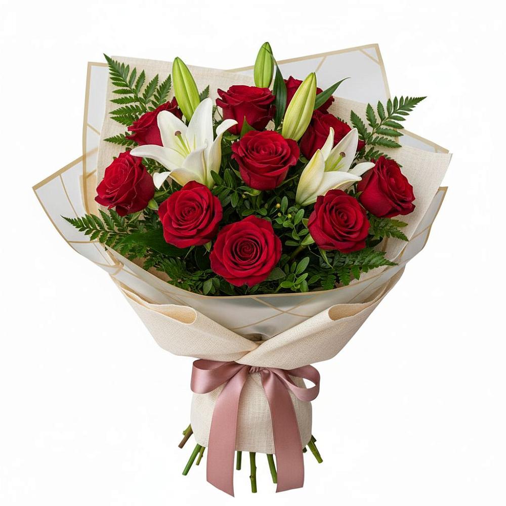 Букет цветов из: Лилии и Розы в Алексеевской Краснодарского края