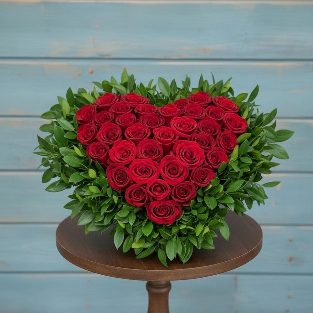 Цветочная композиция из Розы в виде сердца в Алексеевской Краснодарского края