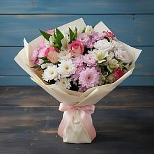 Букет цветов из:  Хризантемы, Альстромерии и Розы в Алексеевской Краснодарского края