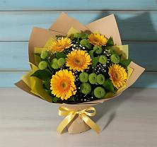 Букет цветов из:  Герберы и Хризантемы в Алексеевской Краснодарского края