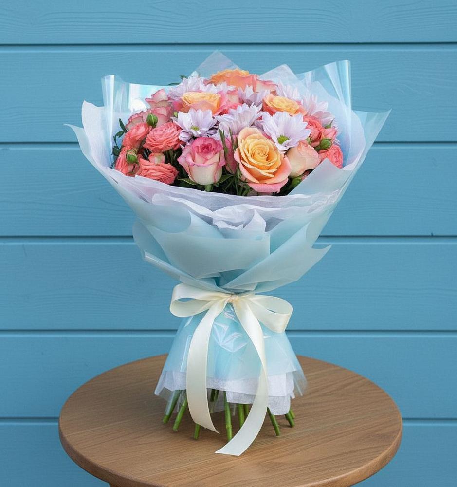 Букет цветов из: Хризантемы и Розы в Алексеевской Краснодарского края